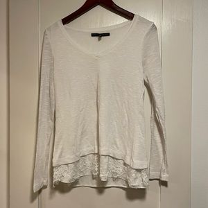 White House black market knit lace layered long sleeve top shirt blouse